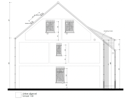 Gevelplan, klassieke woning, halfopen bebouwing